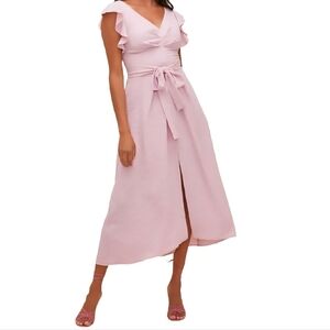 🎈REVOLVE ASTR The Label Euphoria Ruffle Dress Midi Lilac Size S Wedding Guest